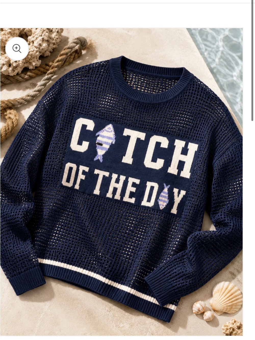 Navy 'Catch of the Day' Open-Knit Sweater